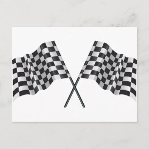 chequered cross flags postcard