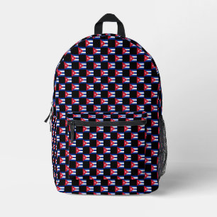 Chequered Cuba Flag Pattern Printed Backpack