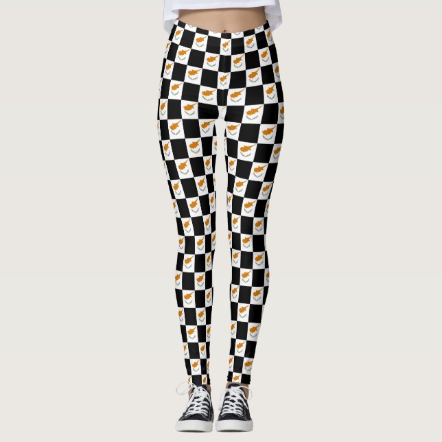 Chequered Cyprus Flag Pattern  Leggings (Front)
