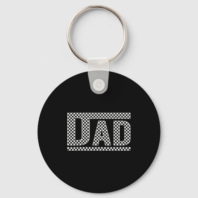 Chequered Dad Black White Funny Dad Father's Day M Key Ring (Front)