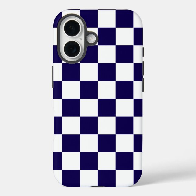 Chequered dark blue and white Case-Mate iPhone case (Back)