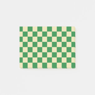 Chequered Dark Green and Beige Post-it Notes