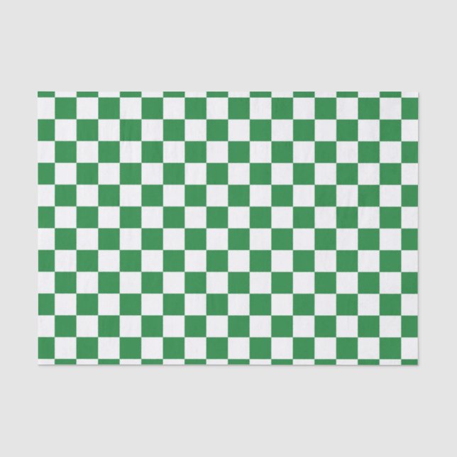 Chequered Dark Green and White Tissue Paper (Front)