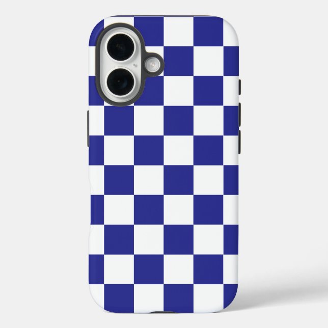 Chequered deep blue and white Case-Mate iPhone case (Back)