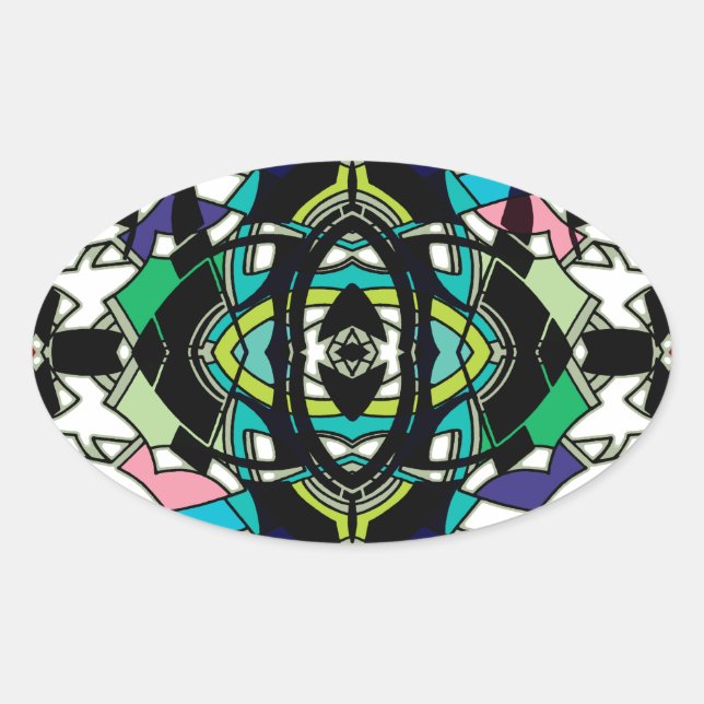 Chequered Design Oval Sticker (Front)