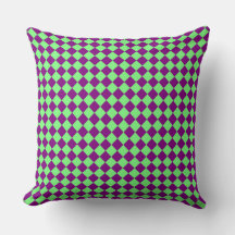 Chequered Diamond Harlequin Pattern Purple Green