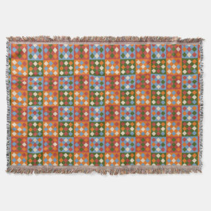 Chequered Diamond Repeat Pattern Throw Blanket