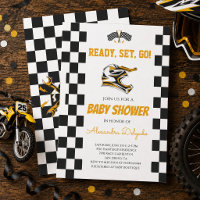 Chequered Dirt Bike Motocross Baby Shower