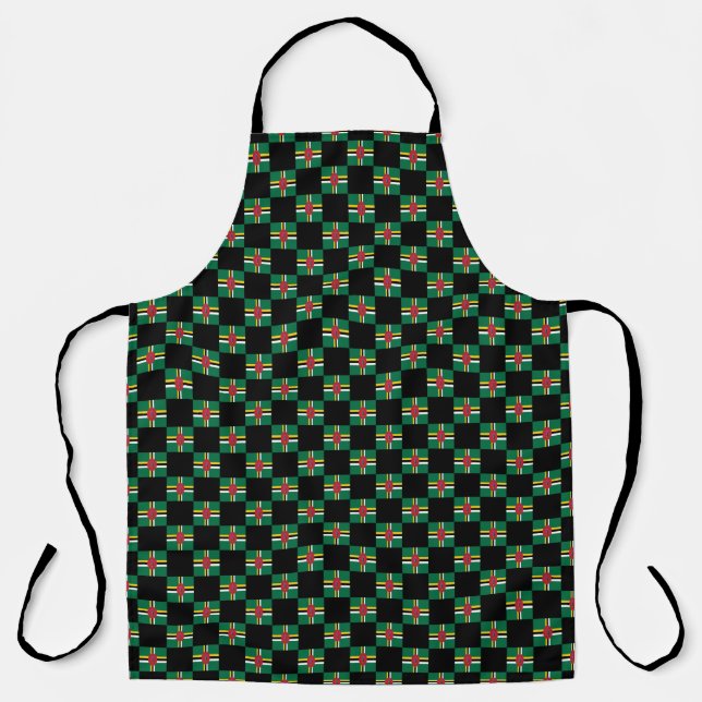 Chequered Dominica Flag Pattern  Apron (Front)