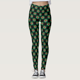 Chequered Dominica Flag Pattern  Leggings