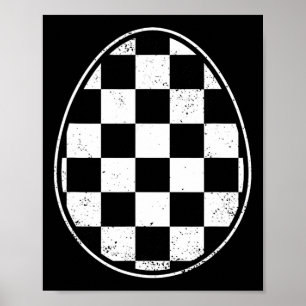 Chequered Easter Egg Race Car Gamer Funny Retro Ea Poster