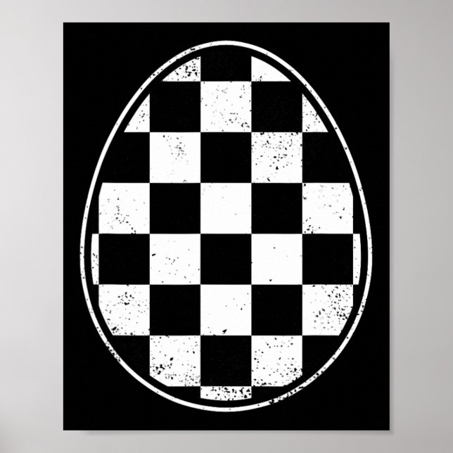 Chequered Easter Egg Race Car Gamer Funny Retro Ea Poster (Front)