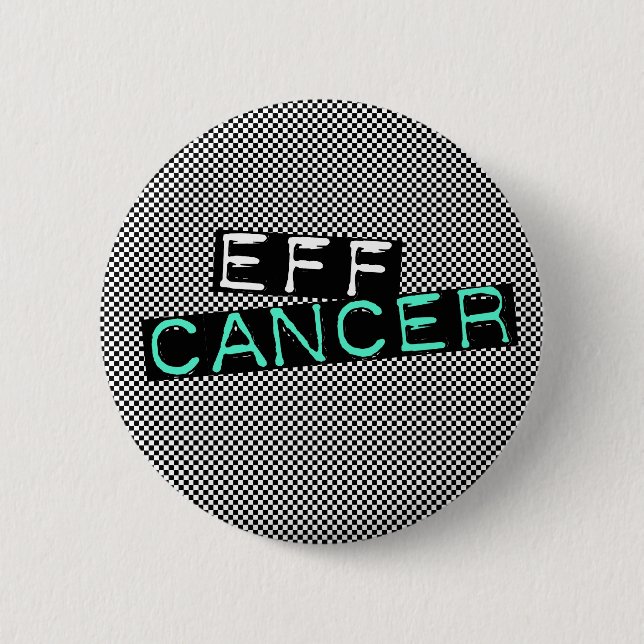 chequered eff cancer 6 cm round badge (Front)