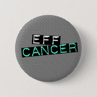 chequered eff cancer 6 cm round badge