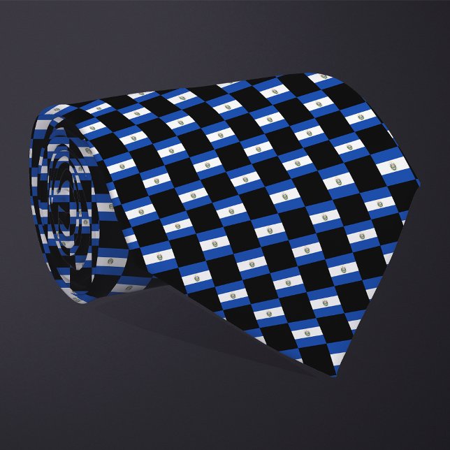 Chequered El Salvador Flag Pattern  Tie (Creator Uploaded)