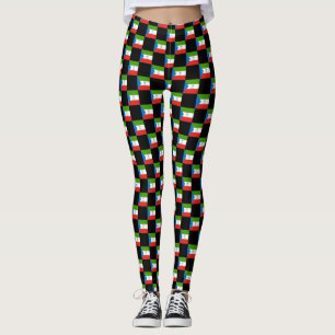 Chequered Equatorial Guinea Flag Pattern Leggings