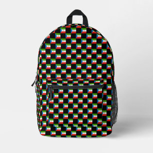 Chequered Equatorial Guinea Flag Pattern  Printed Backpack