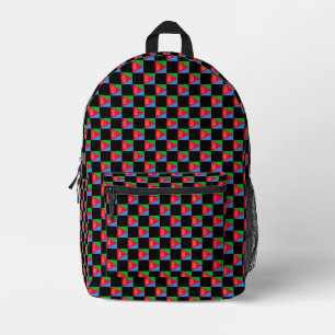 Chequered Eritrea Flag Pattern  Printed Backpack