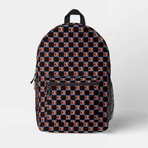 Chequered Eswatini Flag Pattern Printed Backpack