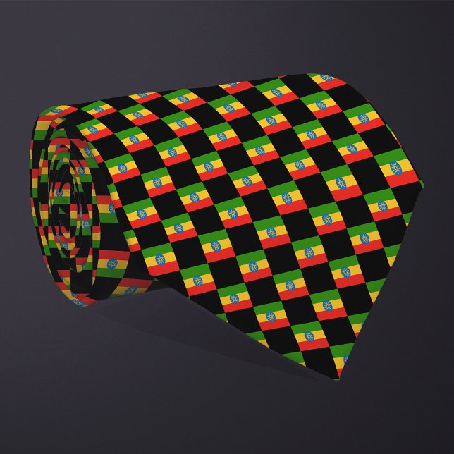 Chequered Ethiopia Flag Pattern  Tie (Creator Uploaded)