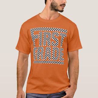 Chequered First Grade Back to School Boys Girls Ki T-Shirt