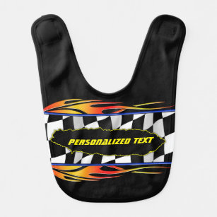 Chequered flag and flames bib