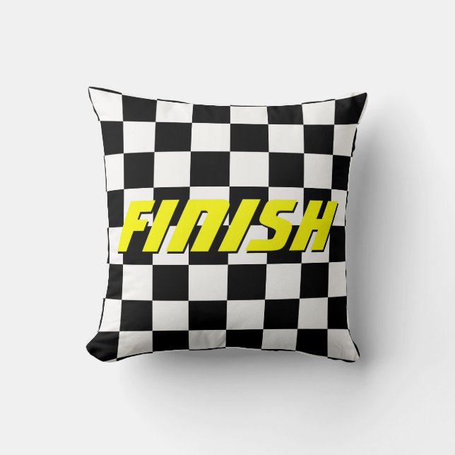 Chequered flag auto racing pattern zippered cushion (Front)