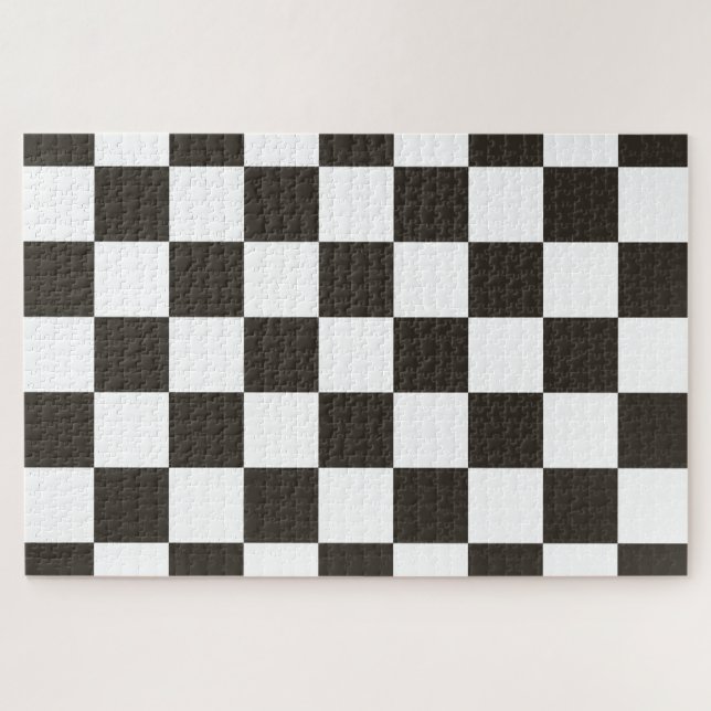 Chequered Flag (Black and White) (Checker Pattern) Jigsaw Puzzle (Horizontal)