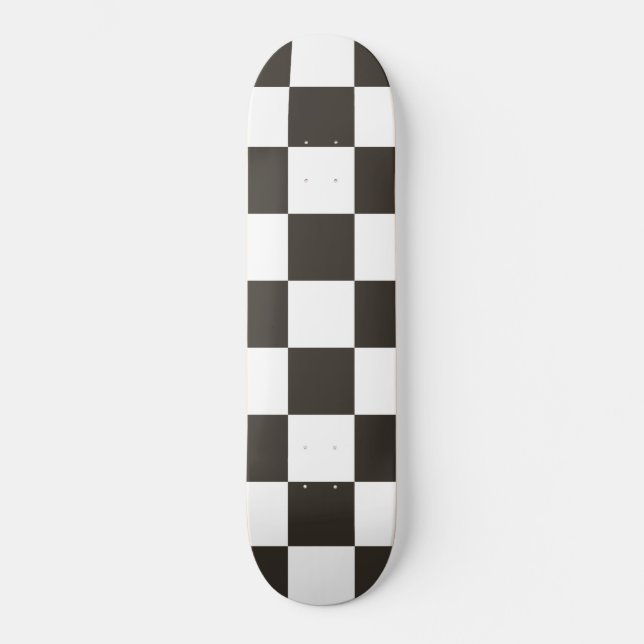 Chequered Flag (Black and White) (Checker Pattern) Skateboard (Front)