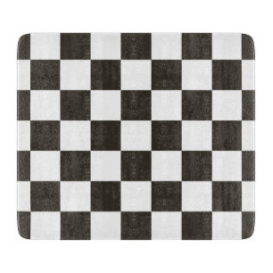 Chequered Flag (Black and White) (Chequered Patter Cutting Board