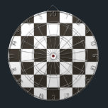 Chequered Flag (Black and White) (Chequered Patter Dartboard<br><div class="desc">This design features a black-and-white chequered flag that is typically used in motor racing to indicate the finish. The flag is often associated with the winner of a race, since they are the first to drive past the chequered flag. The pattern can also be seen as influenced by a chequerboard,...</div>