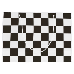 Chequered Flag (Black and White) (Chequered Patter Large Gift Bag
