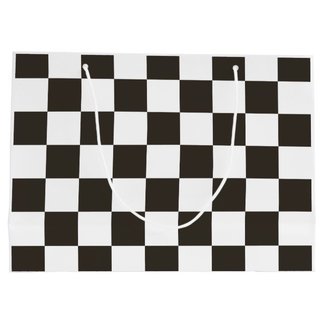 Chequered Flag (Black and White) (Chequered Patter Large Gift Bag (Back)