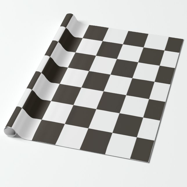 Chequered Flag (Black and White) (Chequered Patter Wrapping Paper (Unrolled)
