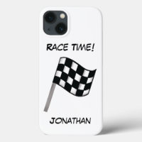 Chequered Flag Black White Race Name Personalised