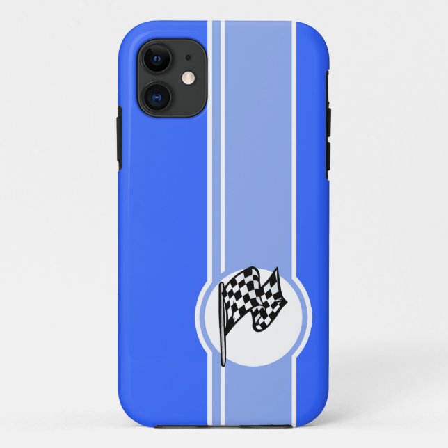 Chequered Flag; Blue Case-Mate iPhone Case (Back)