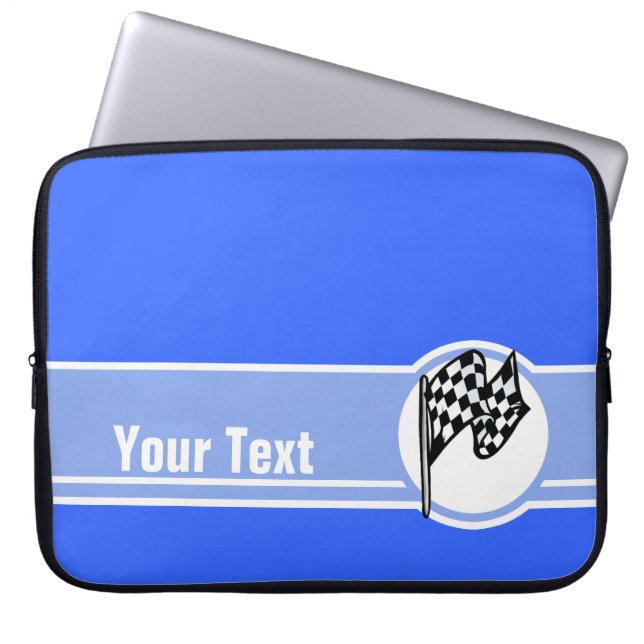 Chequered Flag; Blue Laptop Sleeve (Front)