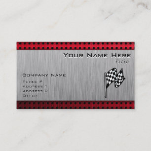 Chequered Flag; brushed aluminium look Business Card