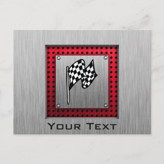 Chequered Flag; brushed aluminium look Postcard (Front)