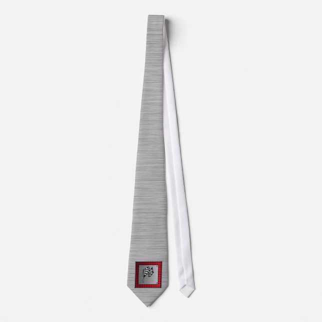 Chequered Flag; brushed aluminium look Tie (Front)