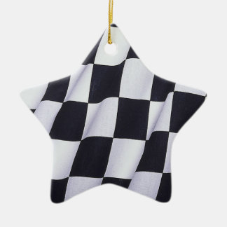 Chequered flag ceramic tree decoration