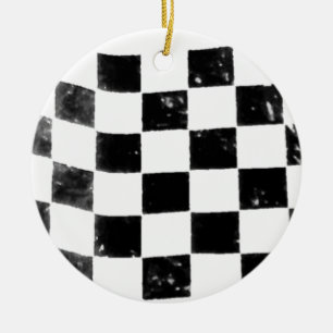 Chequered Flag Ceramic Tree Decoration