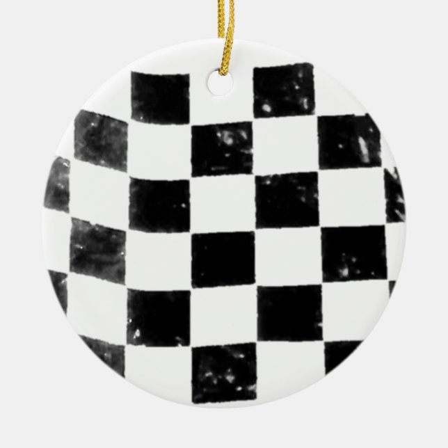 Chequered Flag Ceramic Tree Decoration (Front)