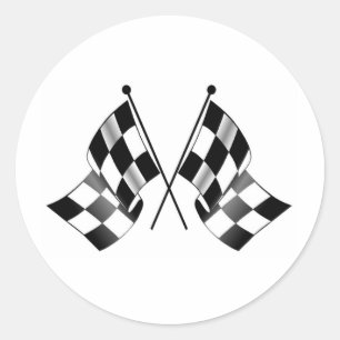 chequered flag classic round sticker