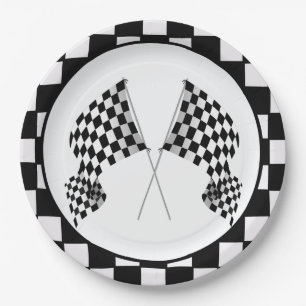Chequered Flag Design Paper Party Plate