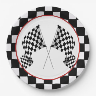 Chequered Flag Design Paper Party Plate
