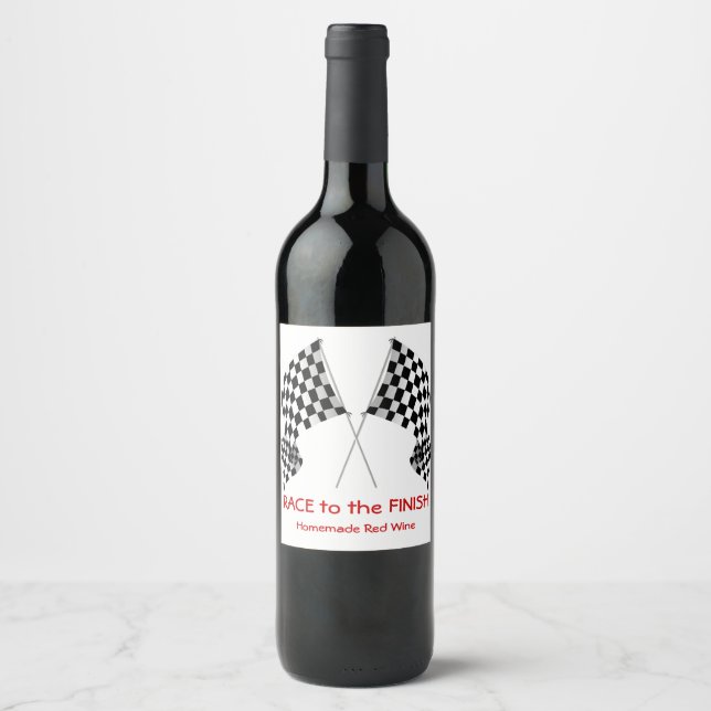 Chequered Flag Design Wine Label (Front)