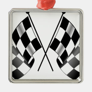 chequered flag metal tree decoration