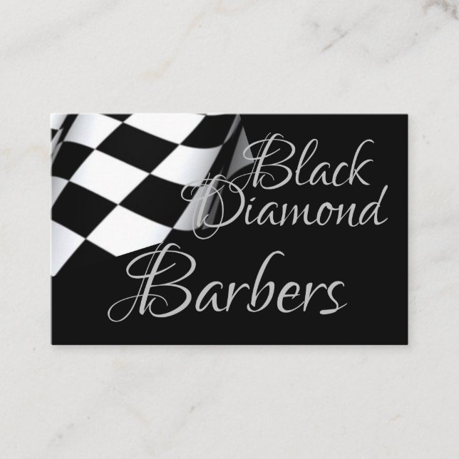 Chequered Flag on Black Barber Business Card (Front)