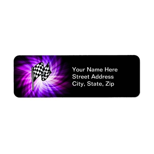 Chequered Flag; purple Return Address Label